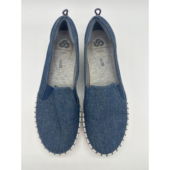 Clarks Cloudsteppers Step Glow Slip-On Comfort Loafers Blue Denim Womens 7.5 - Picture 2 of 6